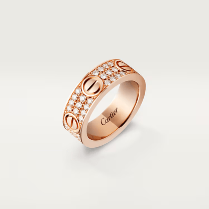 Nhẫn Cartier Love 6.5mm | Vàng hồng 18k - Kim cương Pave