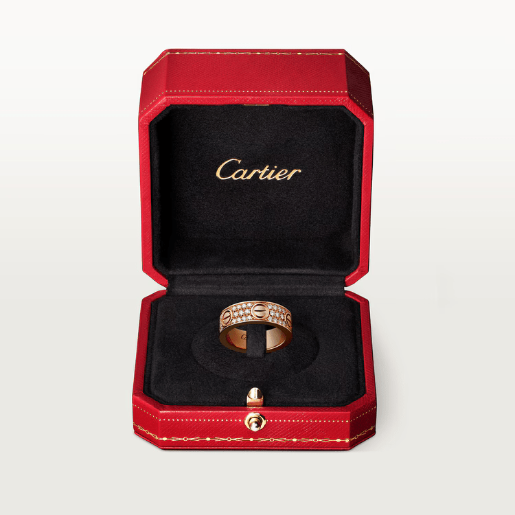 Nhẫn Cartier Love 6.5mm | Vàng hồng 18k - Kim cương Pave