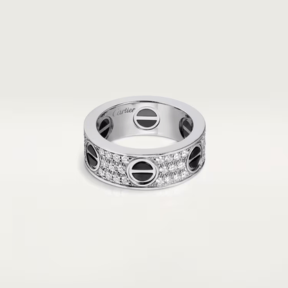 Nhẫn Cartier Love 6.5mm | Vàng trắng 18k - Kim cương - Ceramic