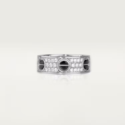 Nhẫn Cartier Love 6.5mm | Vàng trắng 18k - Kim cương - Ceramic