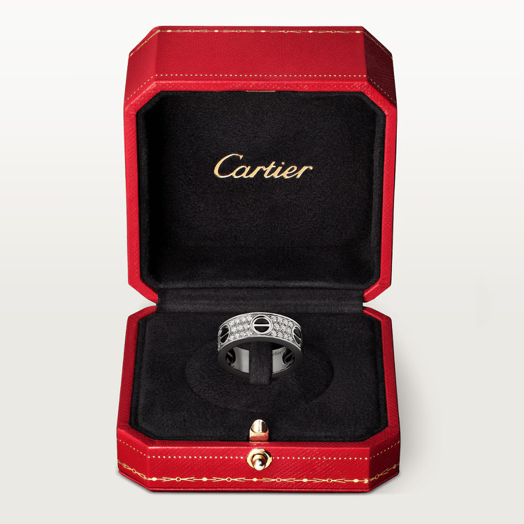 Nhẫn Cartier Love 6.5mm | Vàng trắng 18k - Kim cương - Ceramic