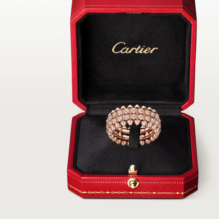   Nhẫn Clash de Cartier 2 hàng | Vàng hồng 18k - Kim cương