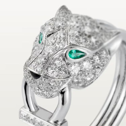   Nhẫn Panthère de Cartier 10.7mm | Vàng trắng 18k - Kim cương - Emerald - Onyx