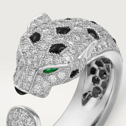   Nhẫn Panthère de Cartier - 11.05mm | Vàng trắng 18k - Diamond - Emerald - Onyx