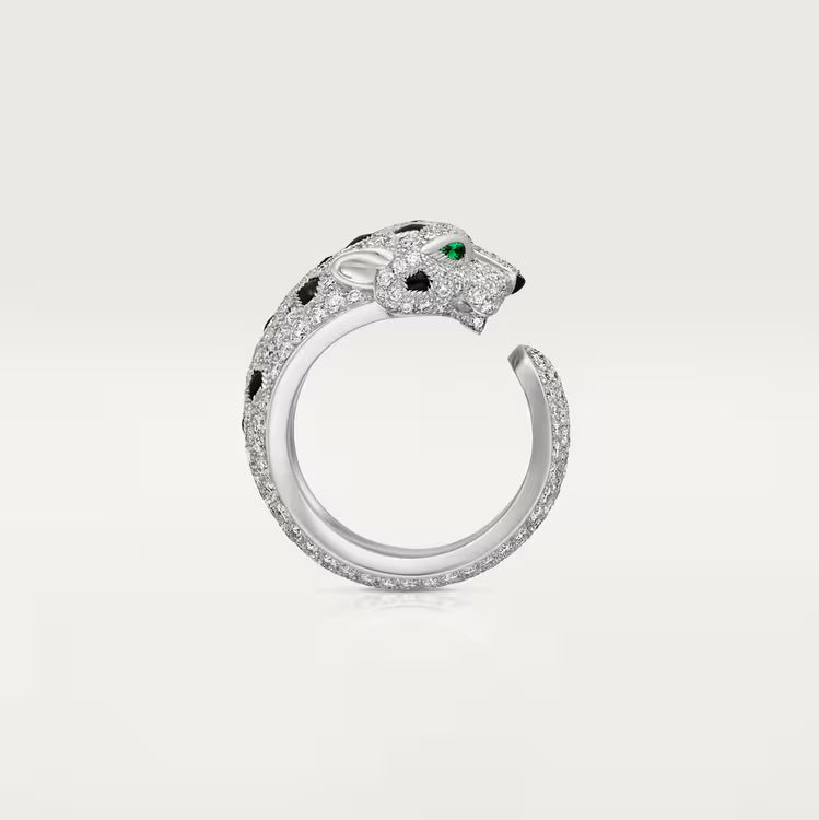   Nhẫn Panthère de Cartier - 11.05mm | Vàng trắng 18k - Diamond - Emerald - Onyx