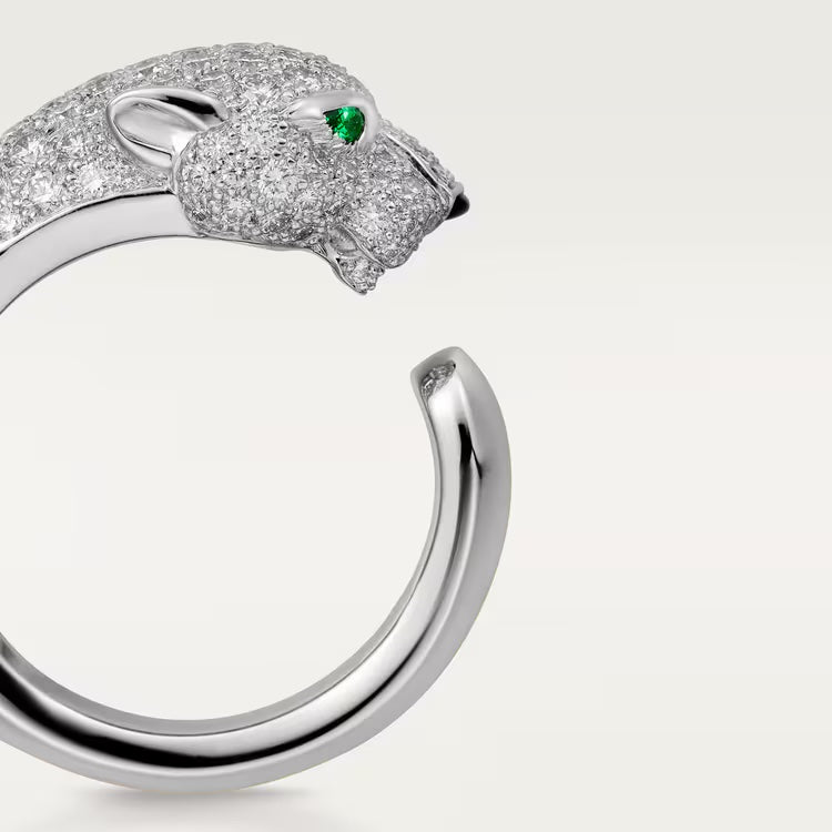   Nhẫn Panthère de Cartier - 11.05mm | Vàng trắng 18k - Diamond - Emerald - Onyx