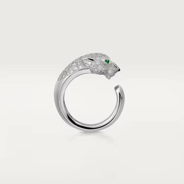   Nhẫn Panthère de Cartier - 11.05mm | Vàng trắng 18k - Diamond - Emerald - Onyx