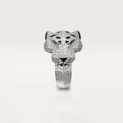   Nhẫn Panthère de Cartier 18.6mm | Vàng trắng 18k - Kim cương - Emerald - Onyx