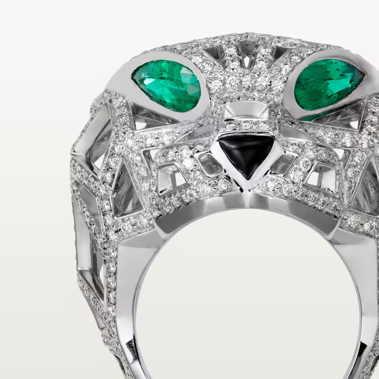   Nhẫn Panthère de Cartier 26,94 - 31,16 mm | Vàng trắng 18k - Kim cương - Emerald - Onyx