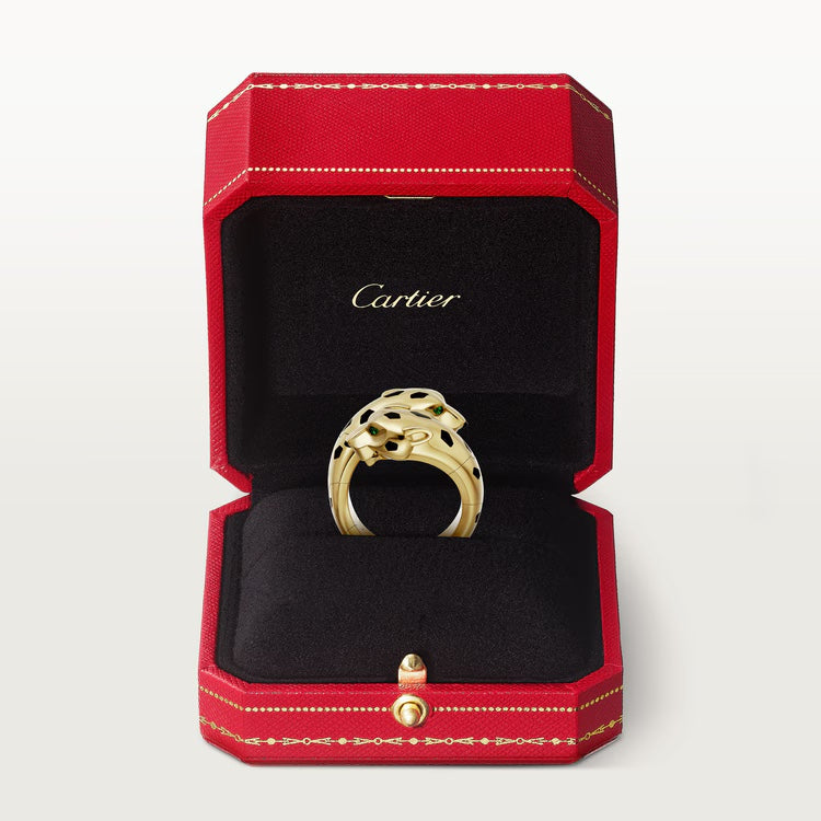   Nhẫn Panthère de Cartier hai đầu báo | Vàng 18k - Onyx - Garnet