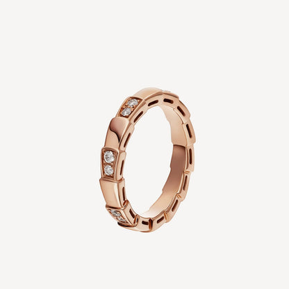   Nhẫn cưới Bvlgari Serpenti Viper vàng hồng 18k nửa kim cương