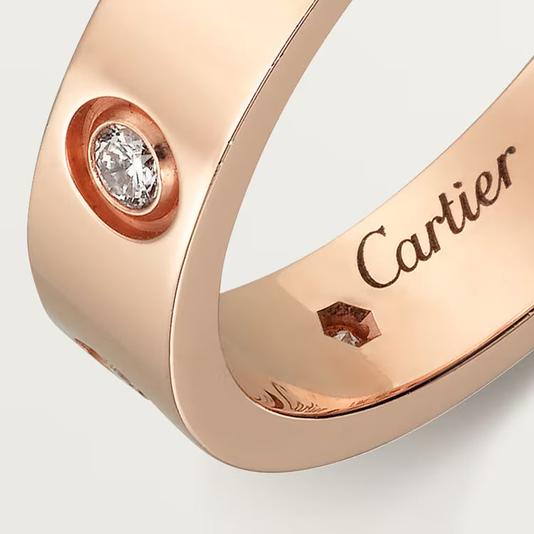   Nhẫn cưới Cartier Love 4mm | Vàng hồng 18k - 8 kim cương