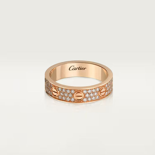   Nhẫn cưới Cartier Love | Vàng hồng 18k - kim cương Pavé