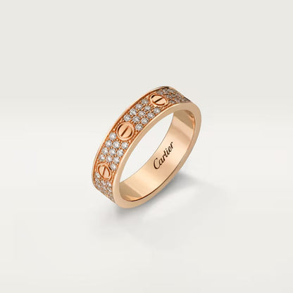   Nhẫn cưới Cartier Love | Vàng hồng 18k - kim cương Pavé