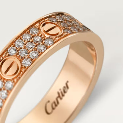   Nhẫn cưới Cartier Love | Vàng hồng 18k - kim cương Pavé