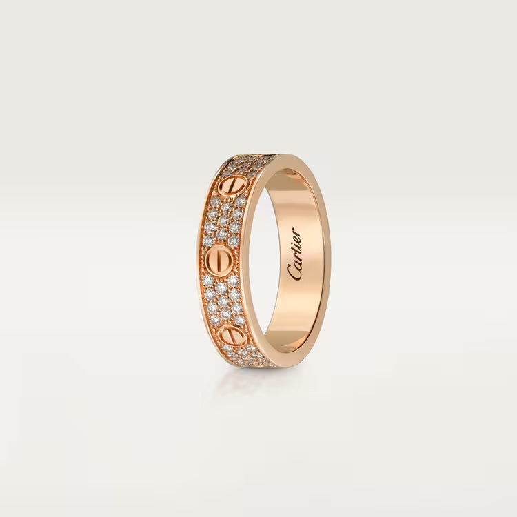   Nhẫn cưới Cartier Love | Vàng hồng 18k - kim cương Pavé