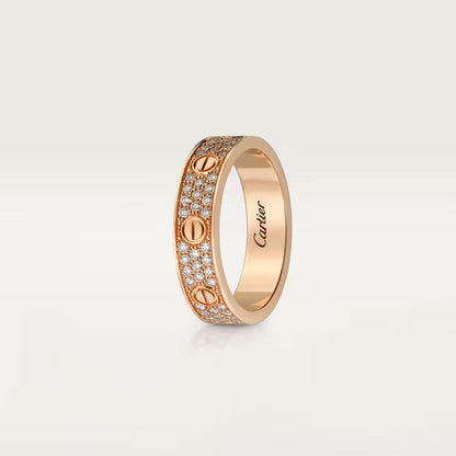   Nhẫn cưới Cartier Love | Vàng hồng 18k - kim cương Pavé