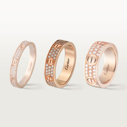   Nhẫn cưới Cartier Love | Vàng hồng 18k - kim cương Pavé