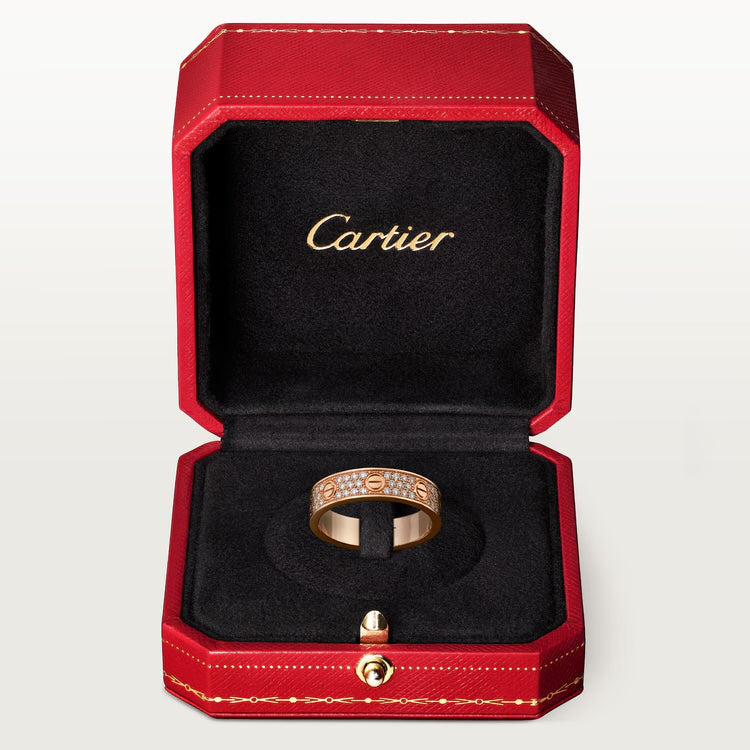   Nhẫn cưới Cartier Love | Vàng hồng 18k - kim cương Pavé