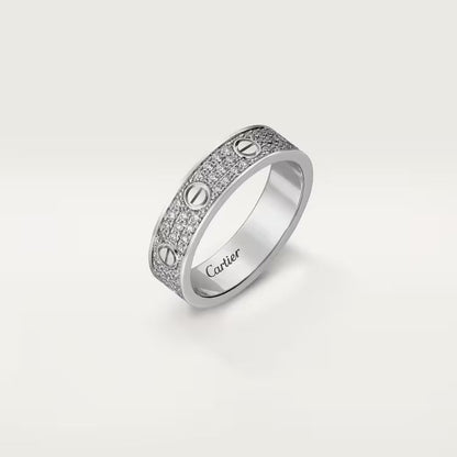   Nhẫn cưới Cartier Love | Vàng trắng 18k - kim cương Pavé