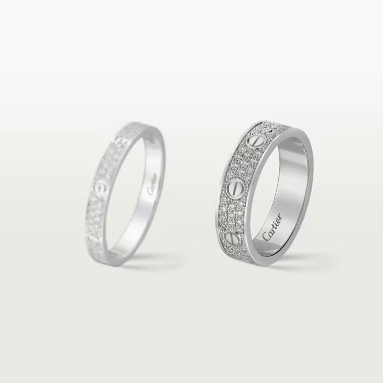   Nhẫn cưới Cartier Love | Vàng trắng 18k - kim cương Pavé