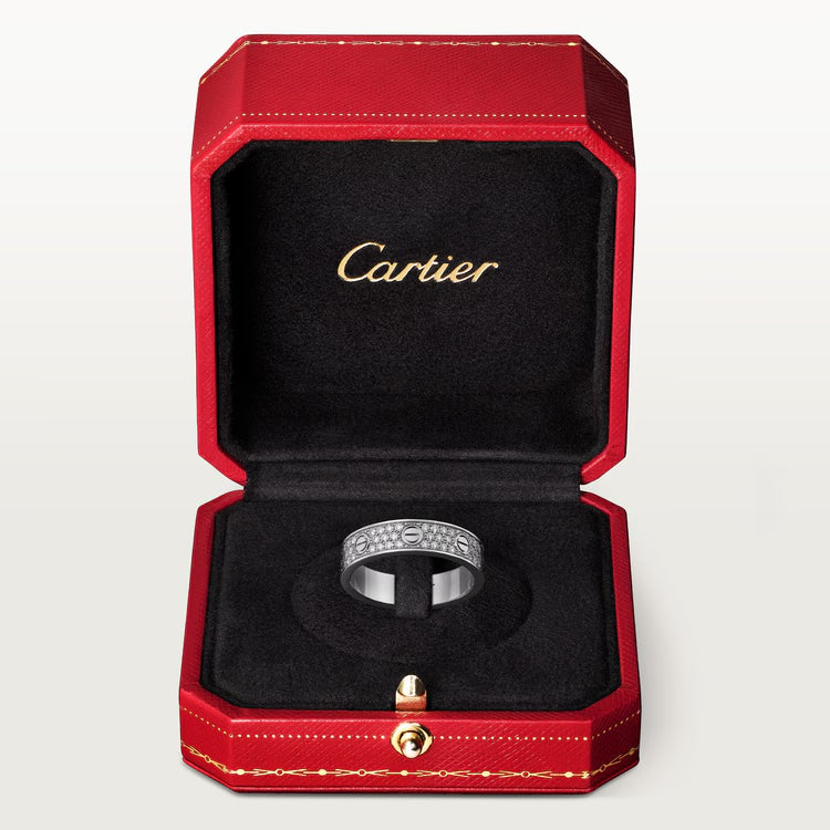   Nhẫn cưới Cartier Love | Vàng trắng 18k - kim cương Pavé