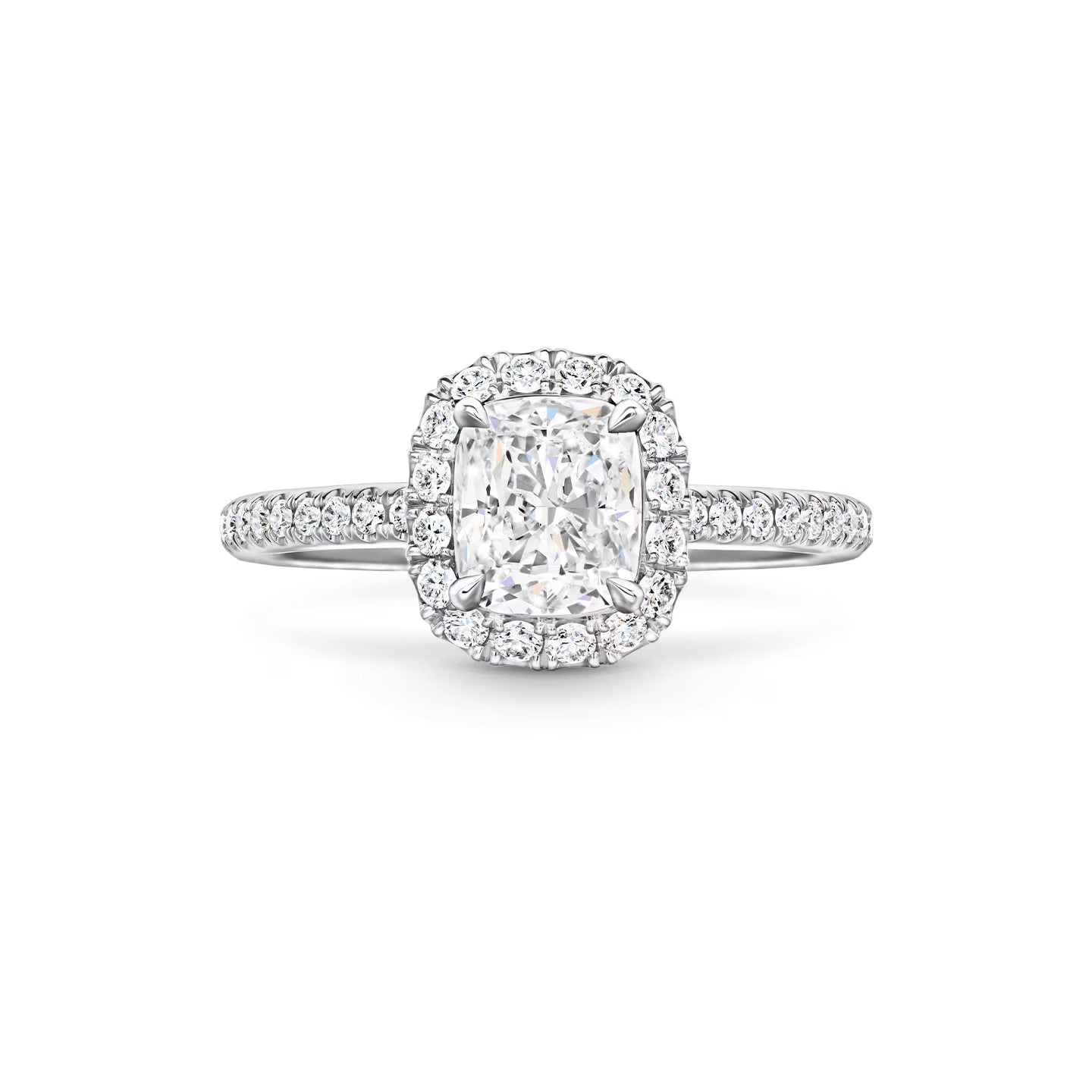   Nhẫn đính hôn Cushion-Cut Diamond Micropavé