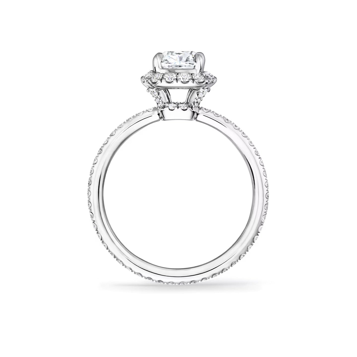   Nhẫn đính hôn Cushion-Cut Diamond Micropavé