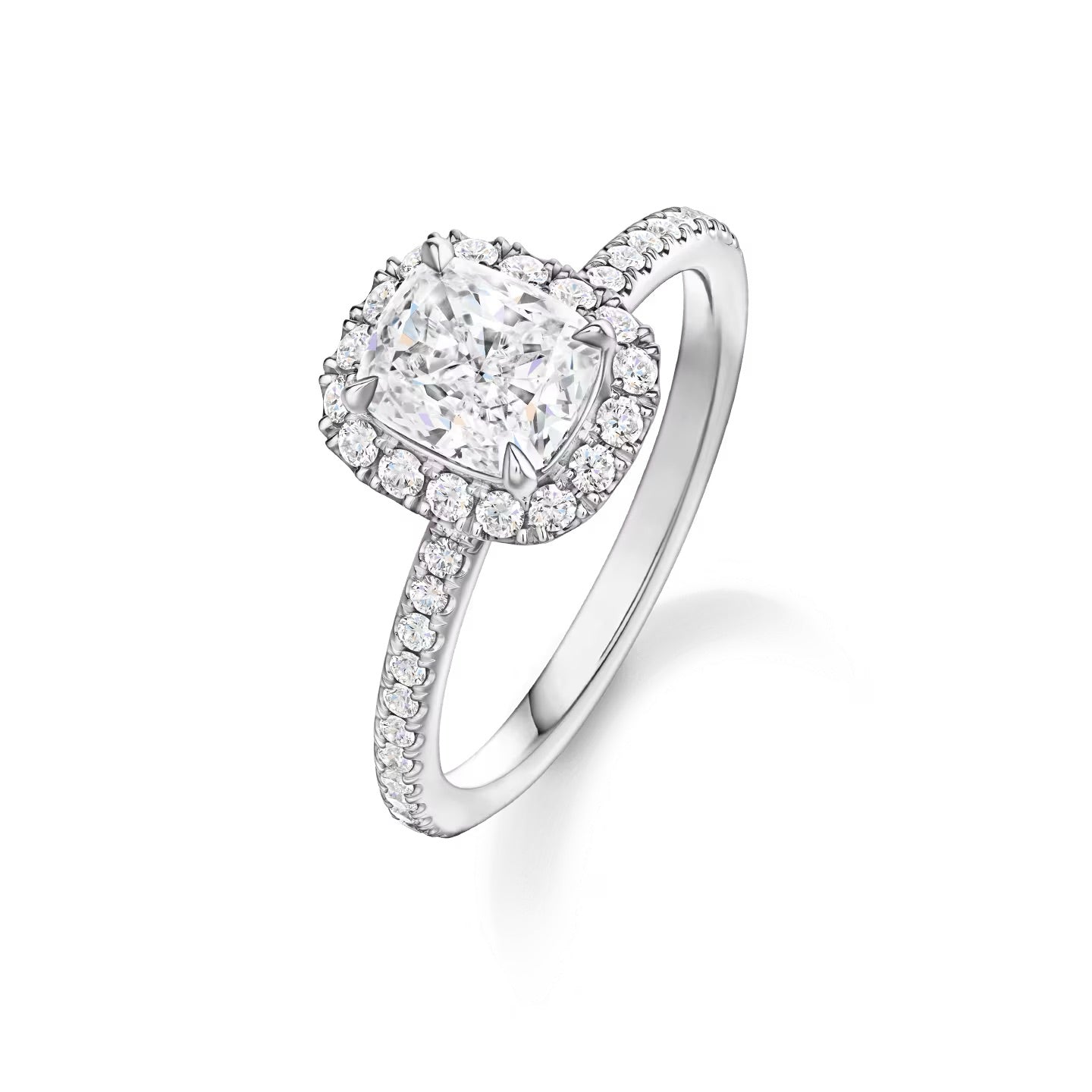   Nhẫn đính hôn Cushion-Cut Diamond Micropavé