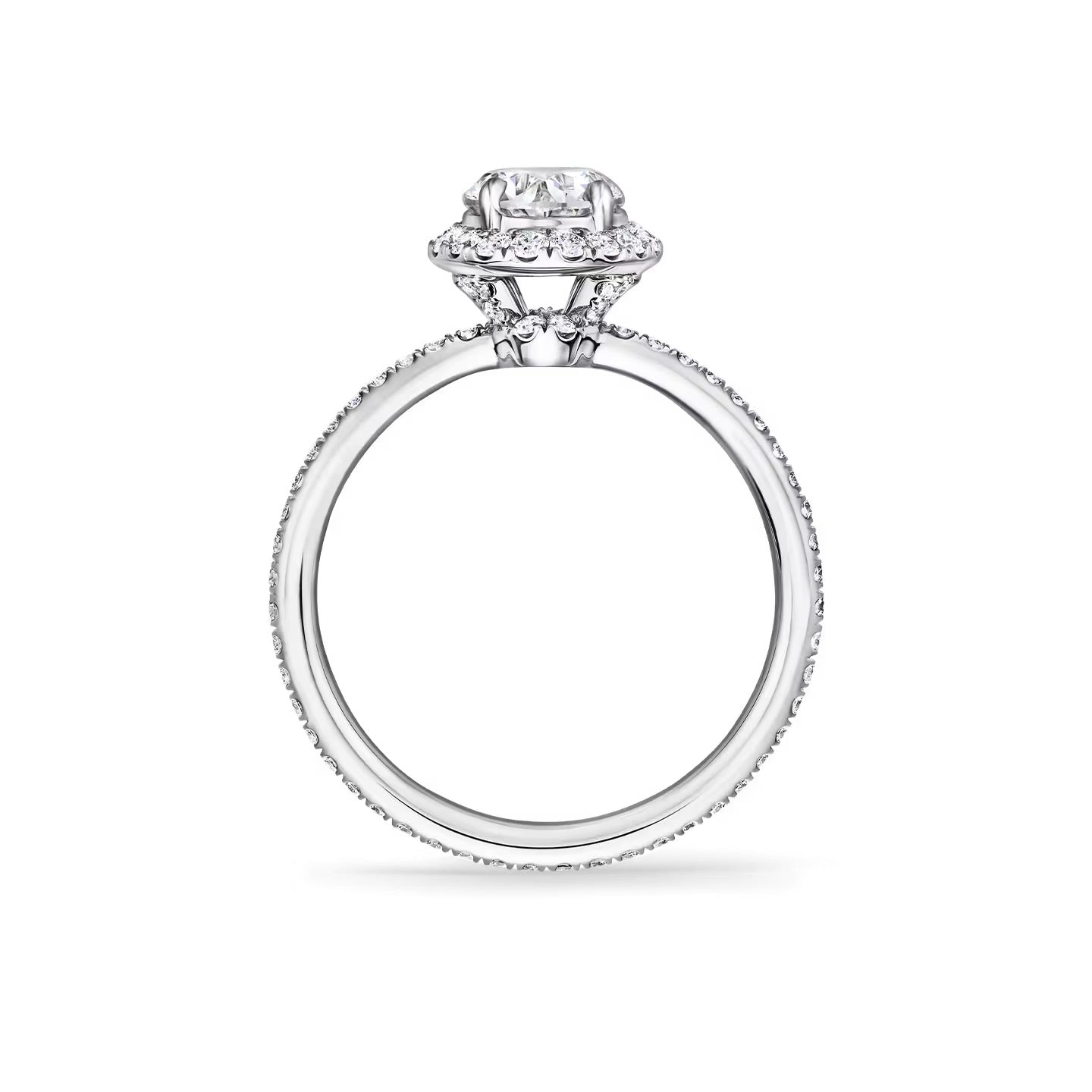   Nhẫn đính hôn Oval-Shaped Diamond Micropavé