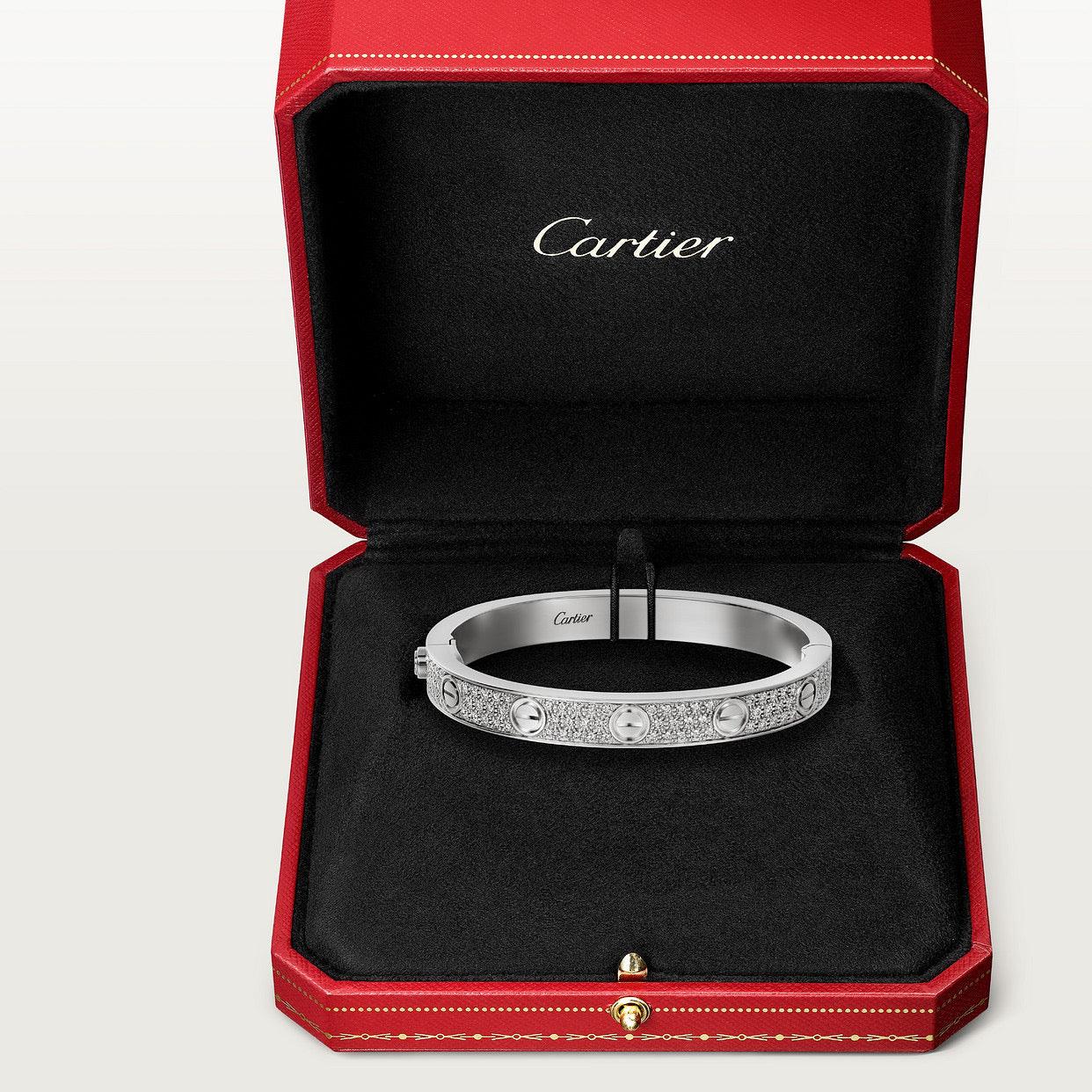   Vòng Tay Cartier LOVE vàng trắng 18k - full kim cương - 6.1mm