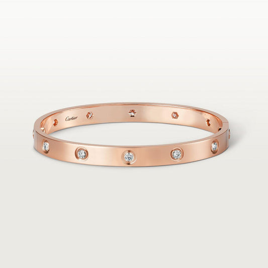   Vòng tay Cartier LOVE vàng hồng 18k - 10 kim cương - 6.1mm