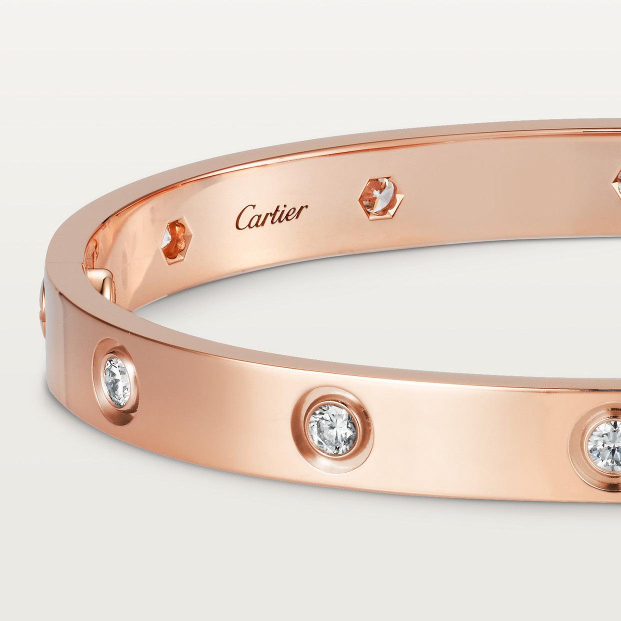   Vòng tay Cartier LOVE vàng hồng 18k - 10 kim cương - 6.1mm