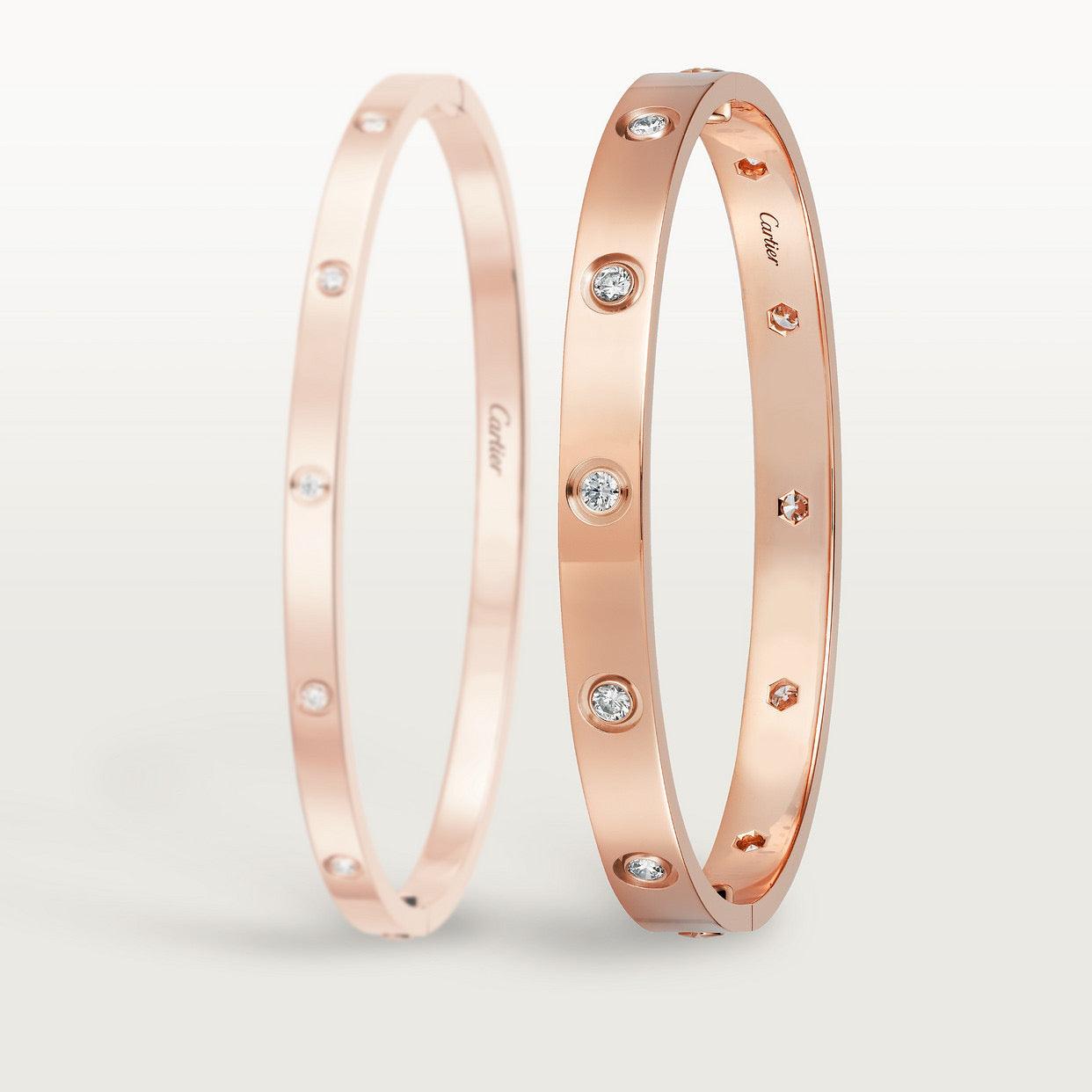   Vòng tay Cartier LOVE vàng hồng 18k - 10 kim cương - 6.1mm