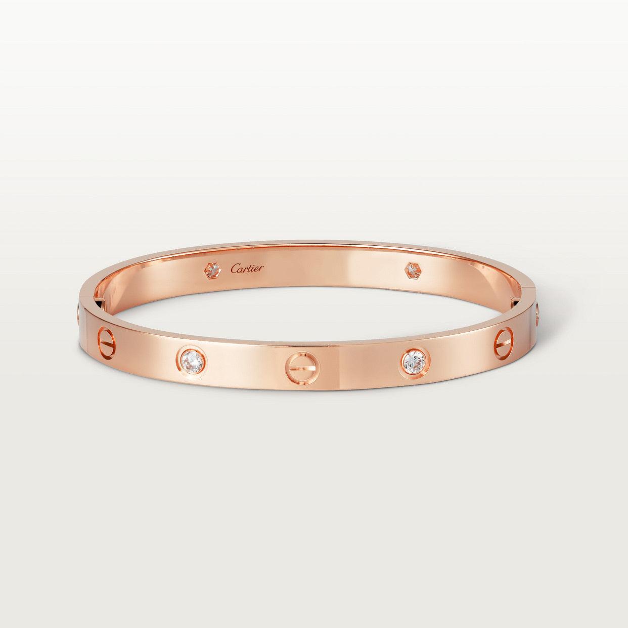   Vòng tay Cartier LOVE vàng hồng 18k - 4 kim cương - 6.1mm