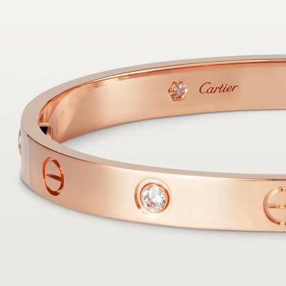   Vòng tay Cartier LOVE vàng hồng 18k - 4 kim cương - 6.1mm