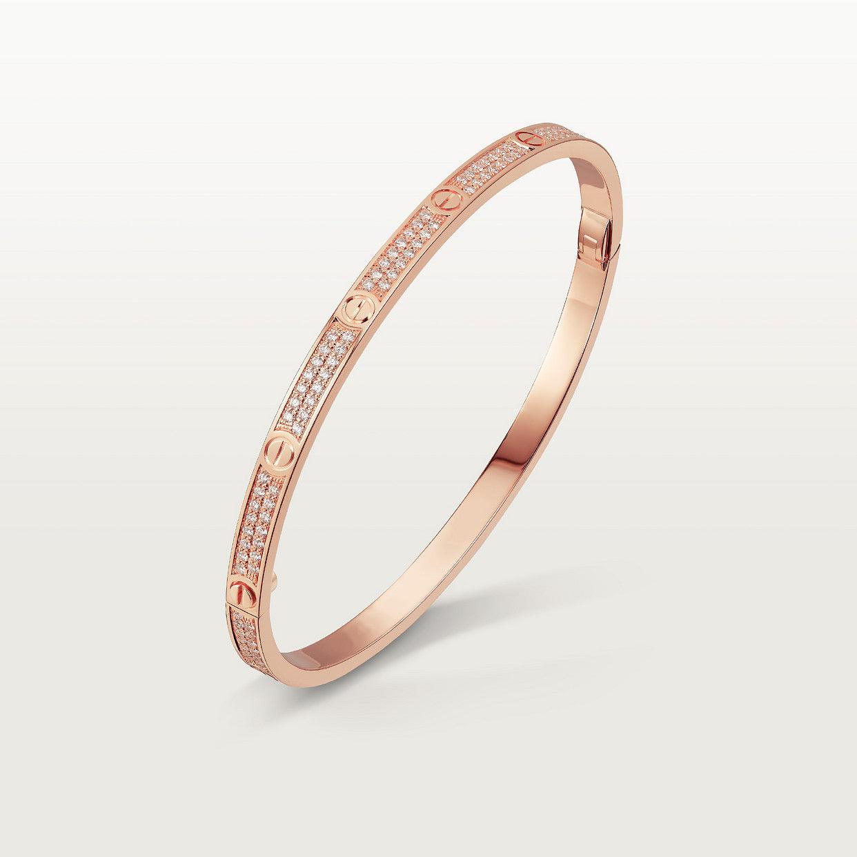   Vòng tay Cartier LOVE vàng hồng 18k - full kim cương - 3.65mm