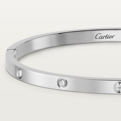   Vòng tay Cartier LOVE vàng trắng 18k - 10 kim cương - 3.65mm