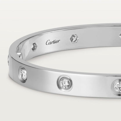   Vòng tay Cartier LOVE vàng trắng 18k - 10 kim cương - 6.1mm