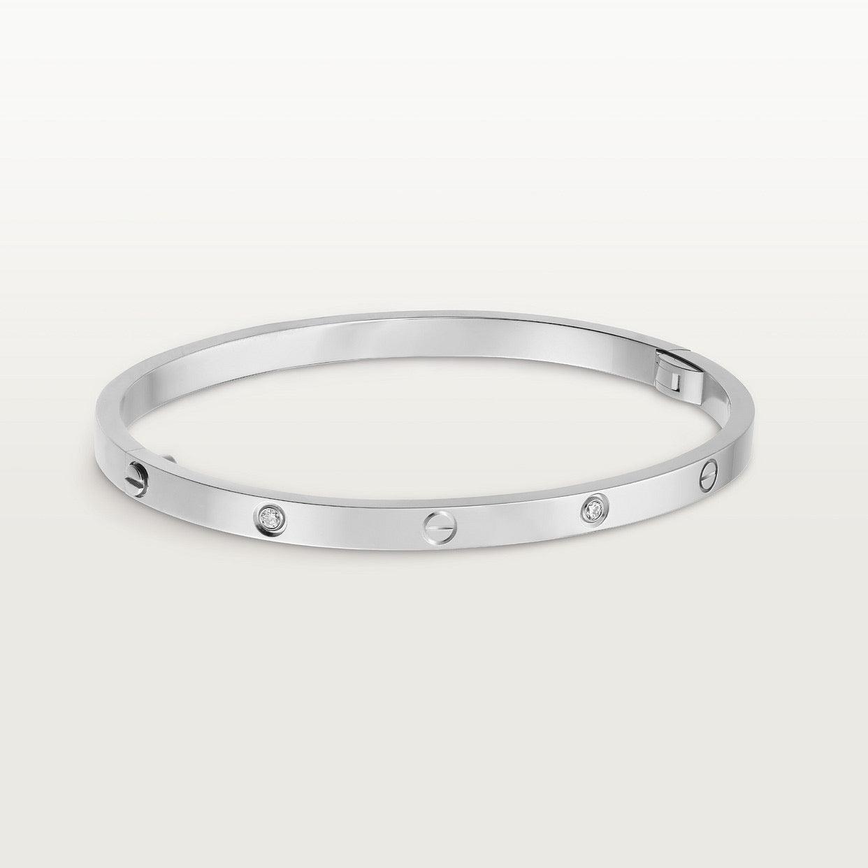   Vòng tay Cartier LOVE vàng trắng 18k - 6 kim cương - 3.65mm