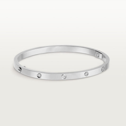   Vòng tay Cartier LOVE vàng trắng 18k - 6 kim cương - 3.65mm