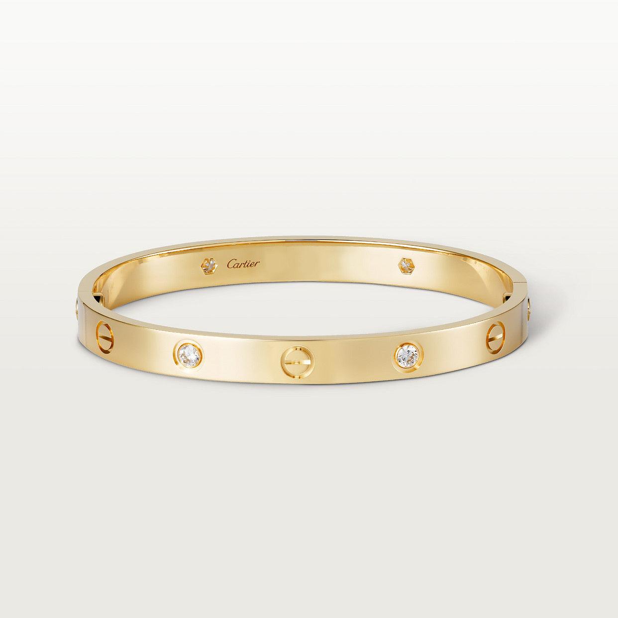   Vòng tay Cartier Love bản lớn vàng 18k - 4 kim cương - 6.1mm