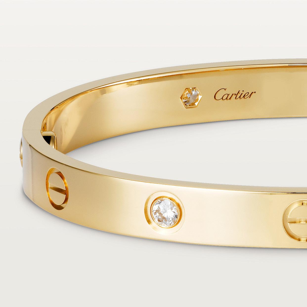   Vòng tay Cartier Love bản lớn vàng 18k - 4 kim cương - 6.1mm