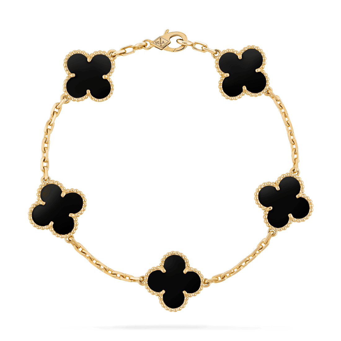 Vòng tay Van Cleef & Arpels Alhambra 5 hoa vàng 18K đá Onyx đen