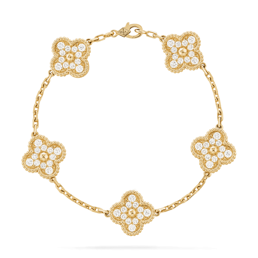   Vòng tay Van Cleef & Arpels Alhambra 5 hoa vàng 18K kim cương thiên nhiên