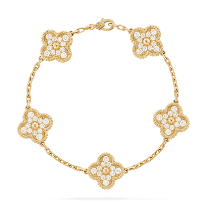   Vòng tay Van Cleef & Arpels Alhambra 5 hoa vàng 18K kim cương thiên nhiên