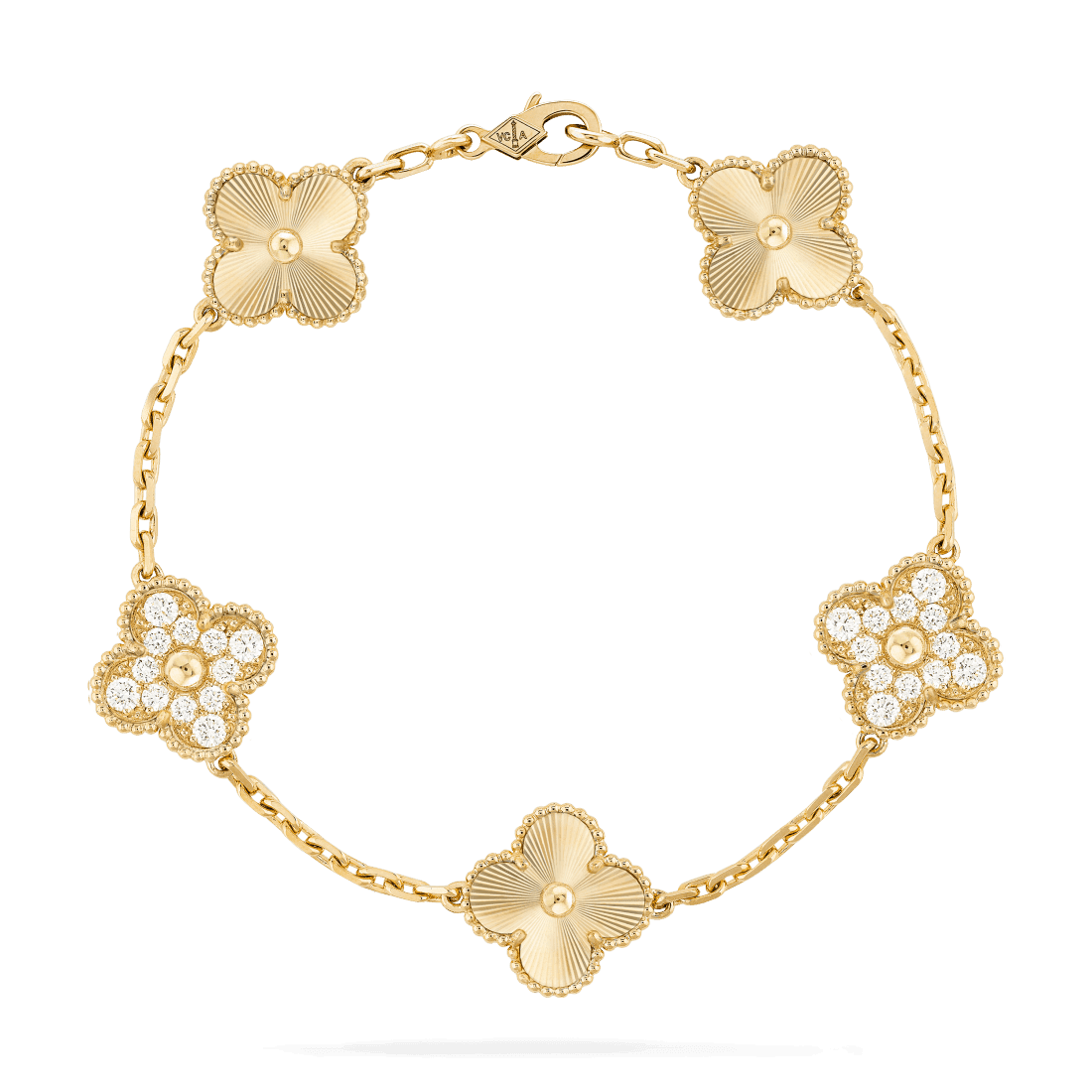   Vòng tay Van Cleef & Arpels Alhambra 5 hoa vàng 18K kim cương