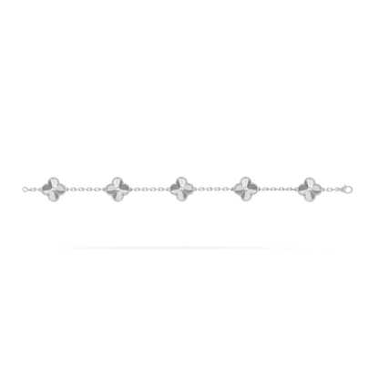   Vòng tay Van Cleef & Arpels Alhambra 5 hoa vàng trắng 18K