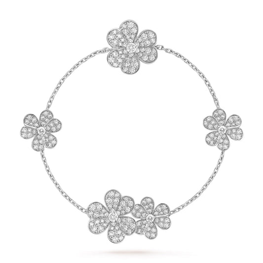   Vòng tay Van Cleef & Arpels Frivole 5 flowers vàng trắng 18k