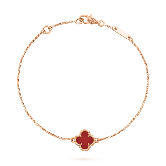   Vòng tay Van Cleef & Arpels Sweet Alhambra vàng 18K đá Carnelian đỏ